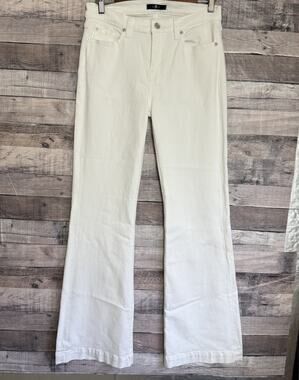7 For All Mankind Flared Jeans Womens 29 White Denim Dojo Mid Rise